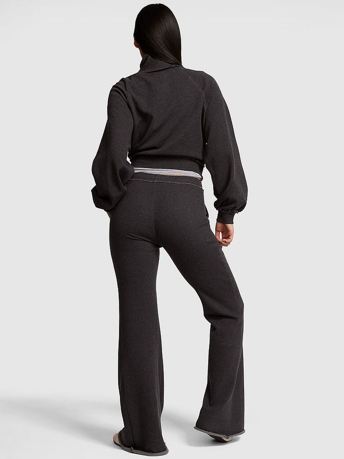 vs Pink Campus Terry&trade; Flare Pants Charcoal Heather Grey 2 of 3 