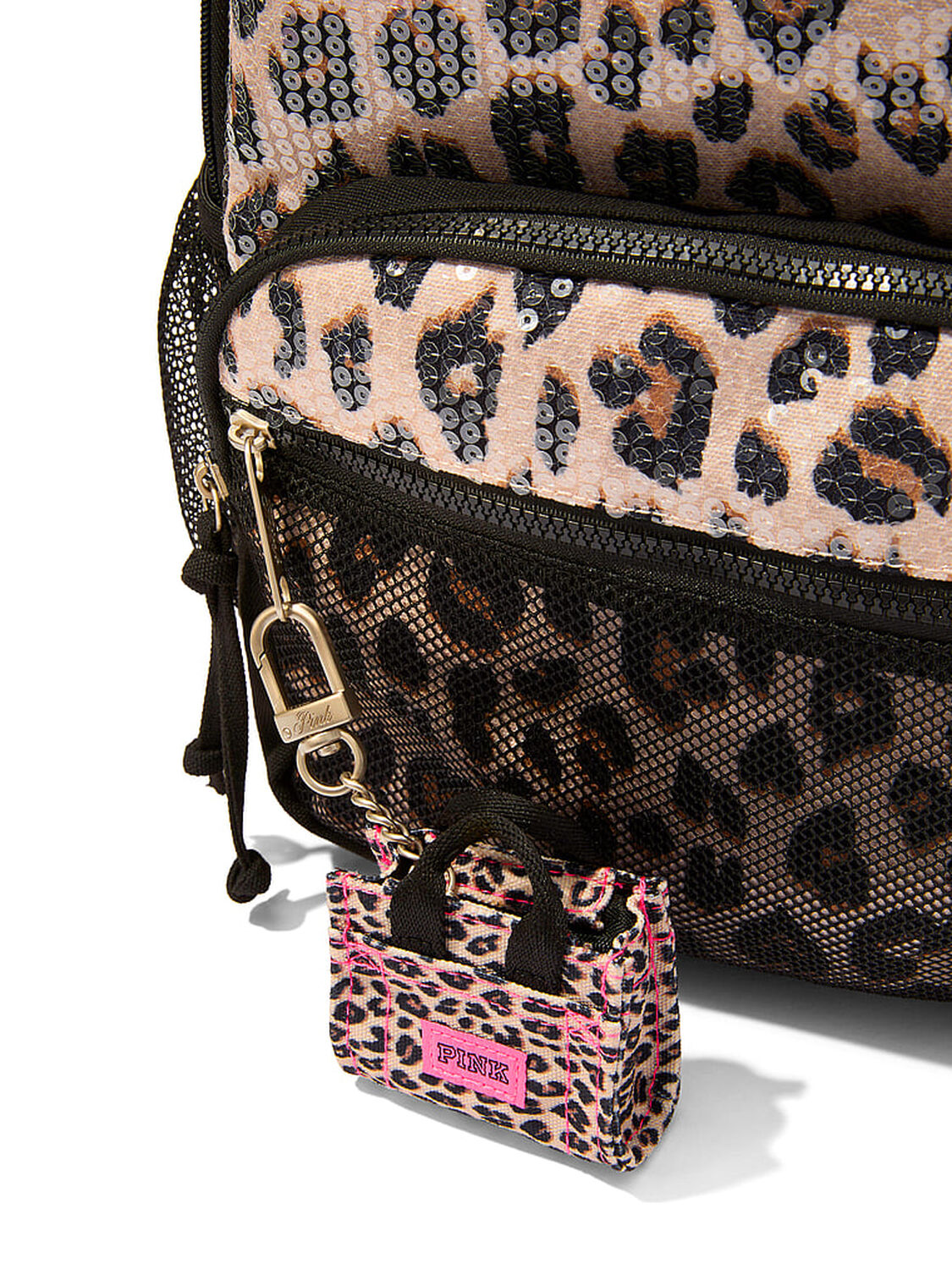 vs Pink Mini Tote Keychain Charm Leopard 2 of 2 