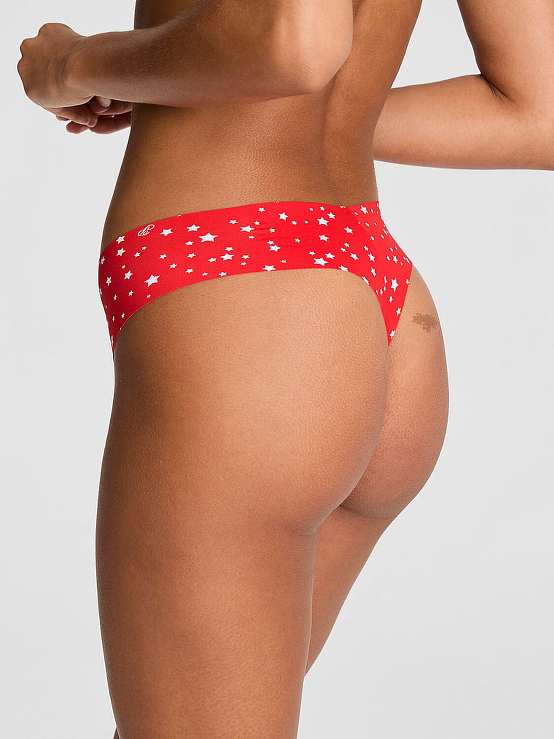 vs Pink No-Show Thong Panty Red Star Print 2 of 2 