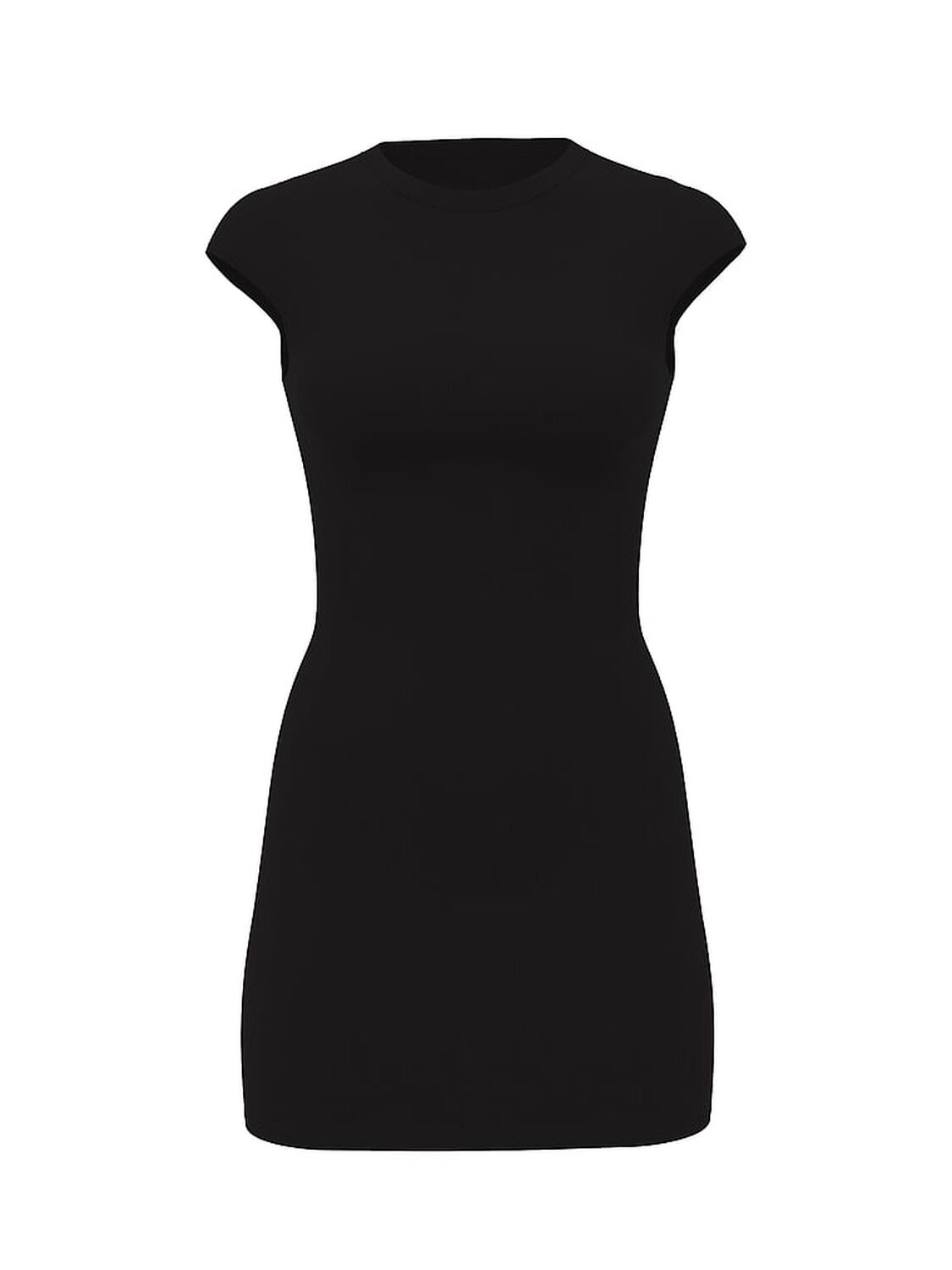 vs Pink All-Day Soft Ribbed Bodycon Dress Pure Black 1 of 2 