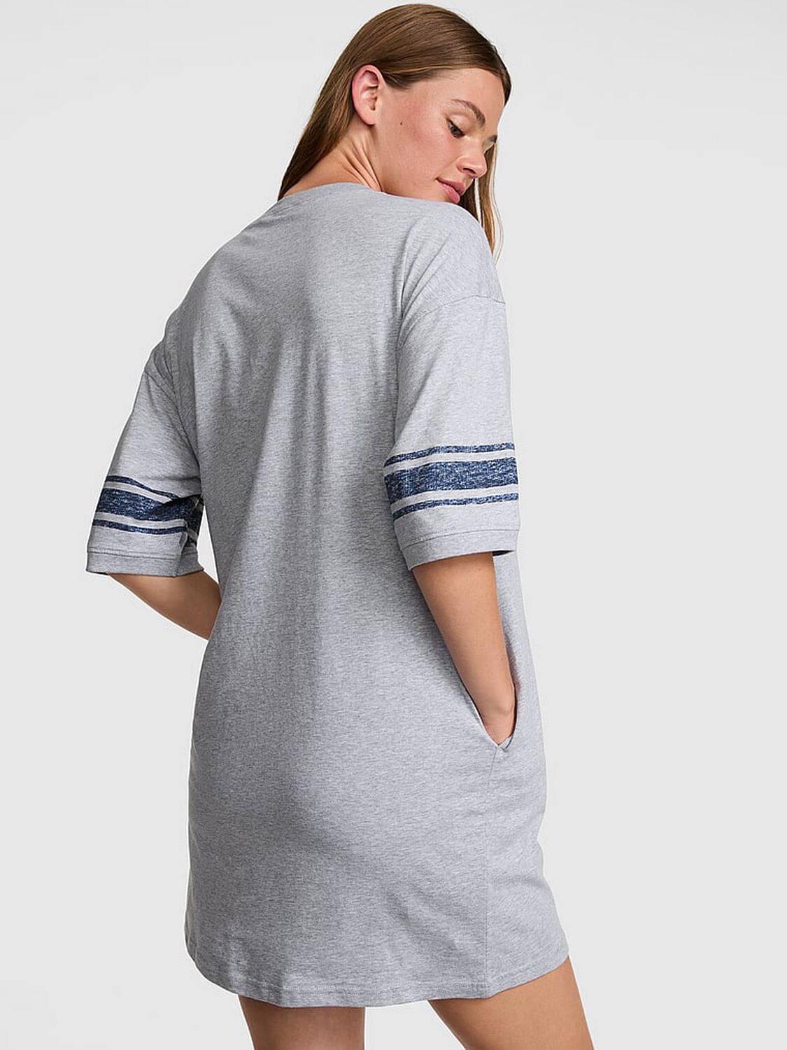 vs Pink Campus Cotton&trade; T-Shirt Dress Heather Grey 2 of 3 