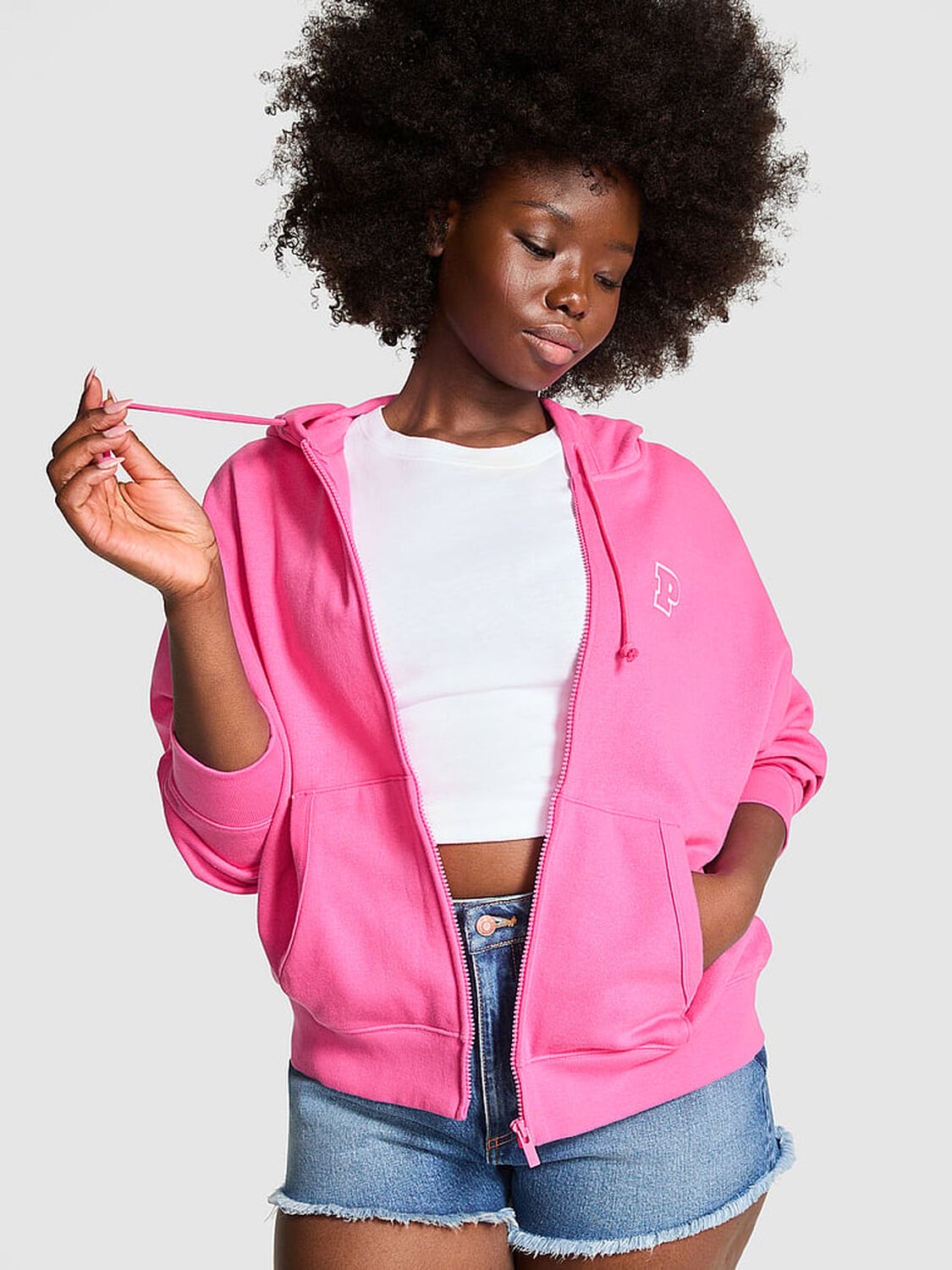 vs Pink Ivy Fleece Campus Full-Zip Hoodie Pink Gossip 1 of 5 