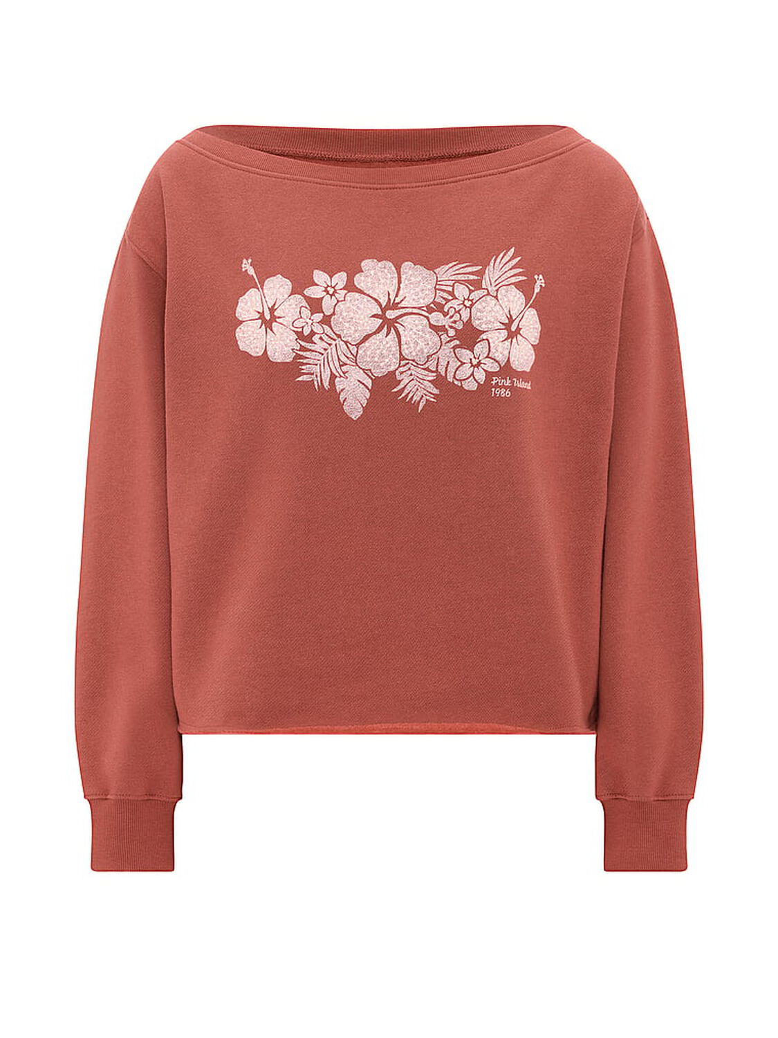 vs Pink Campus Fleece&trade; Rib Off-The-Shoulder Sweatshirt Clay Sunset 3 of 3 