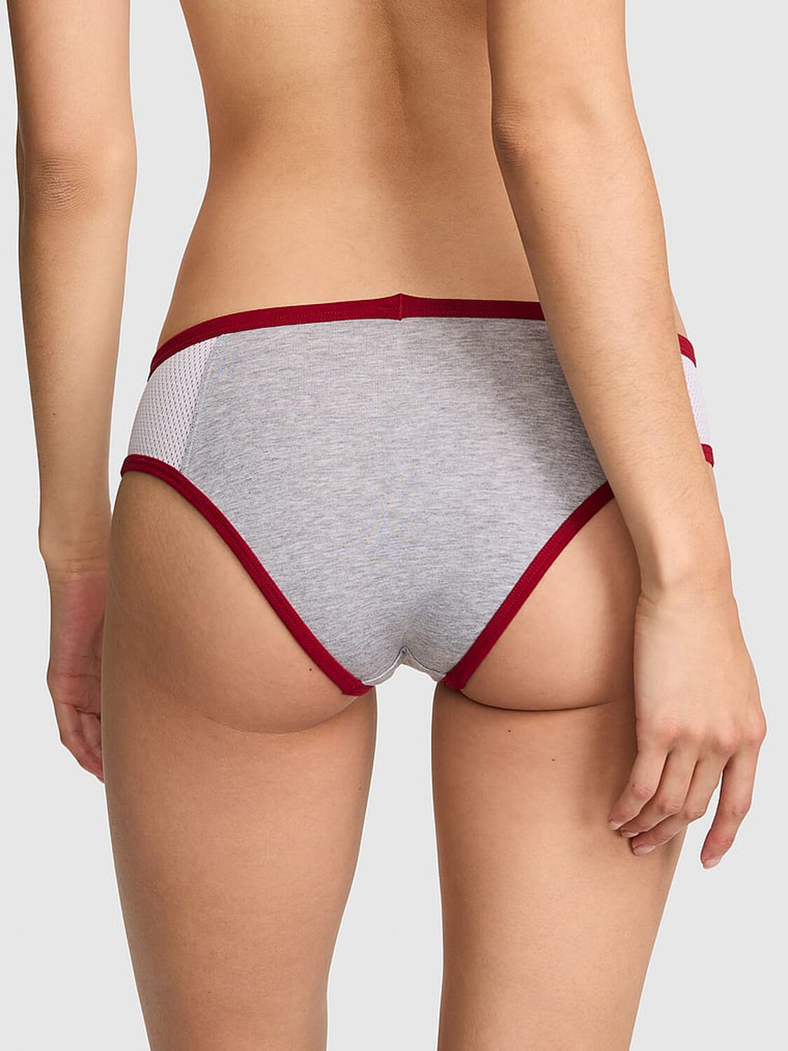 vs Pink Cotton Cheeky Panty Medium Heather Grey With Red Lacquer Trim 2 of 3 