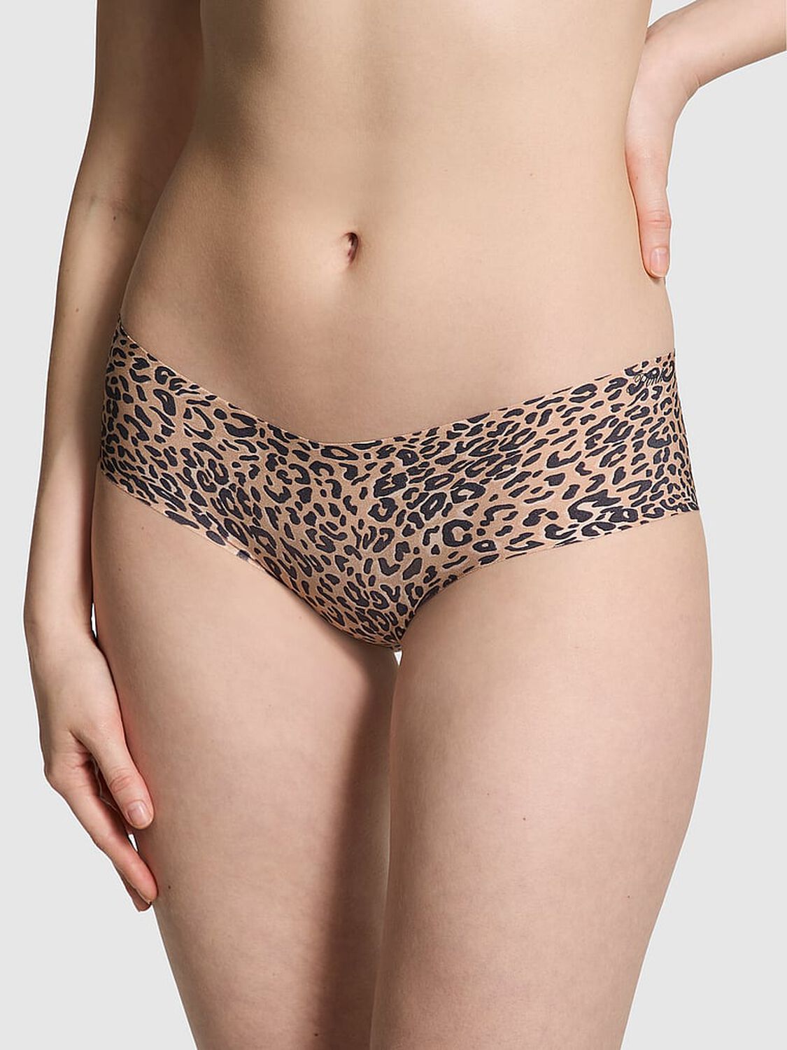 vs Pink No-Show Hiphugger Panty Praline Leopard Print 1 of 3 