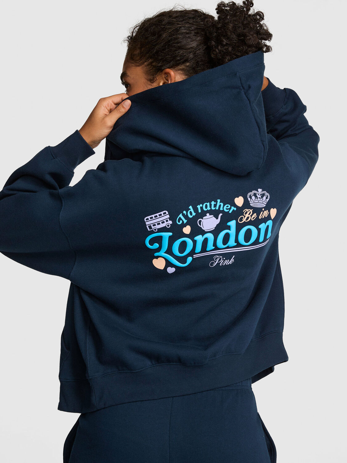 pink Pink Campus Fleece&trade; Full-Zip Hoodie Noir Navy 2 of 2 
