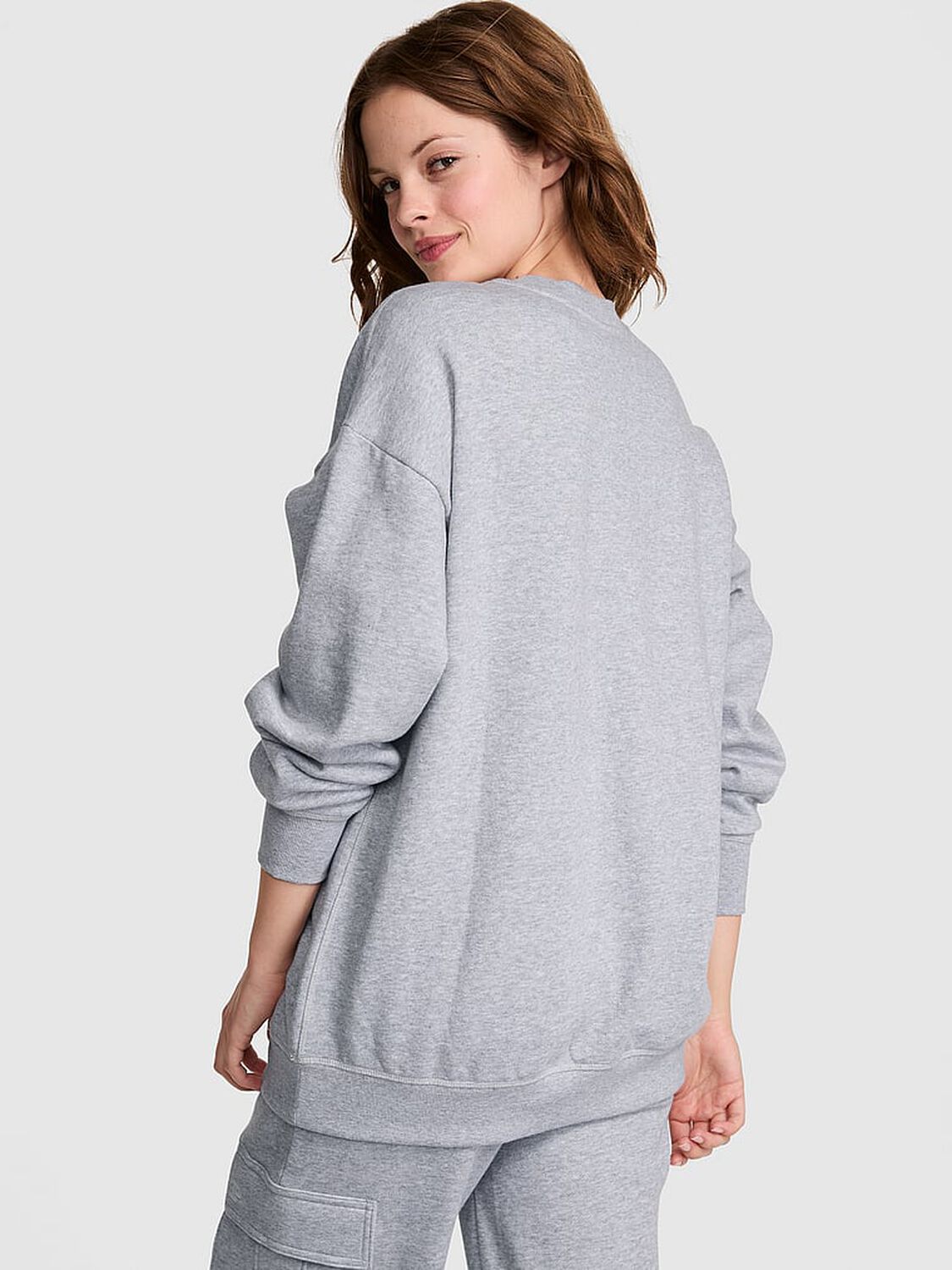 vs Pink Ivy Fleece Oversized Crew Sweatshirt 1 of 2 