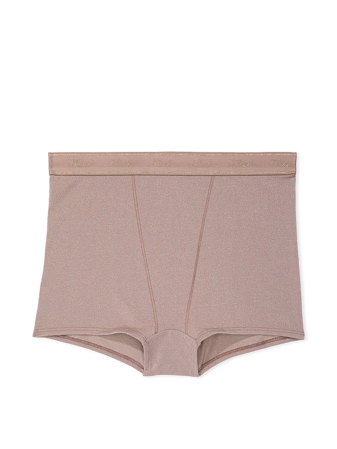 vs Pink Logo Cotton Shimmer High-Waist Boyshort Panty Iced Coffee Sparkle Knit 3 of 4 
