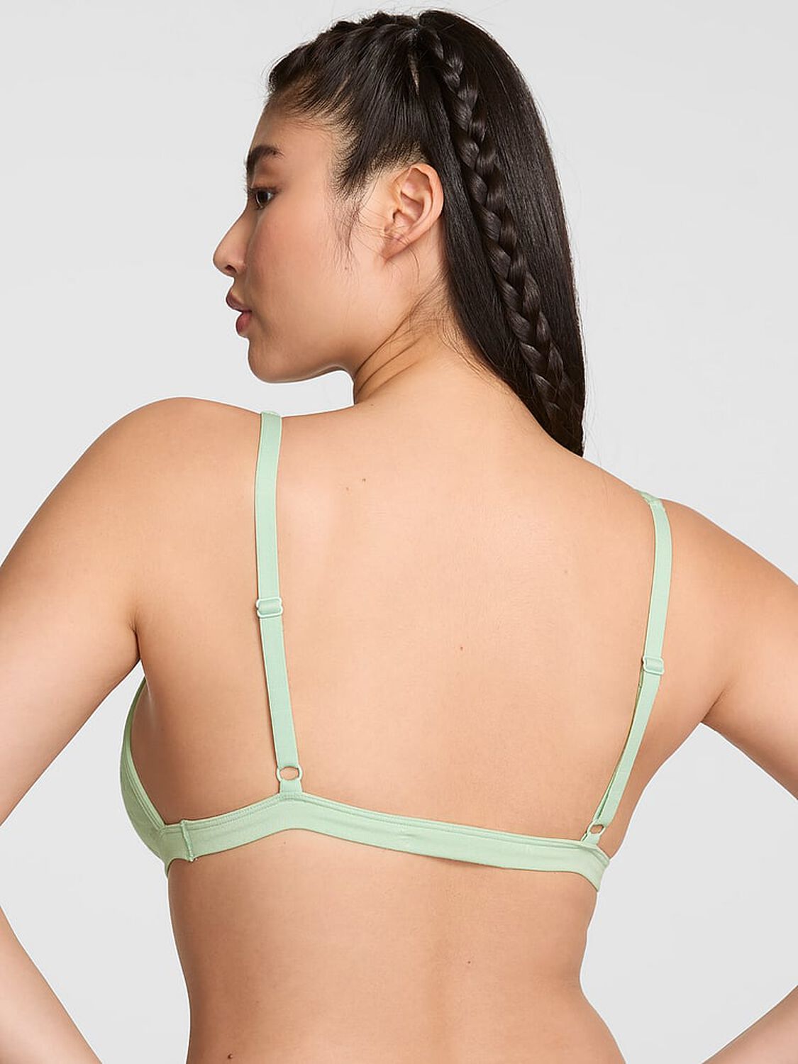 vs Pink Cotton Dorm Plunge Bralette Mint 2 of 4 