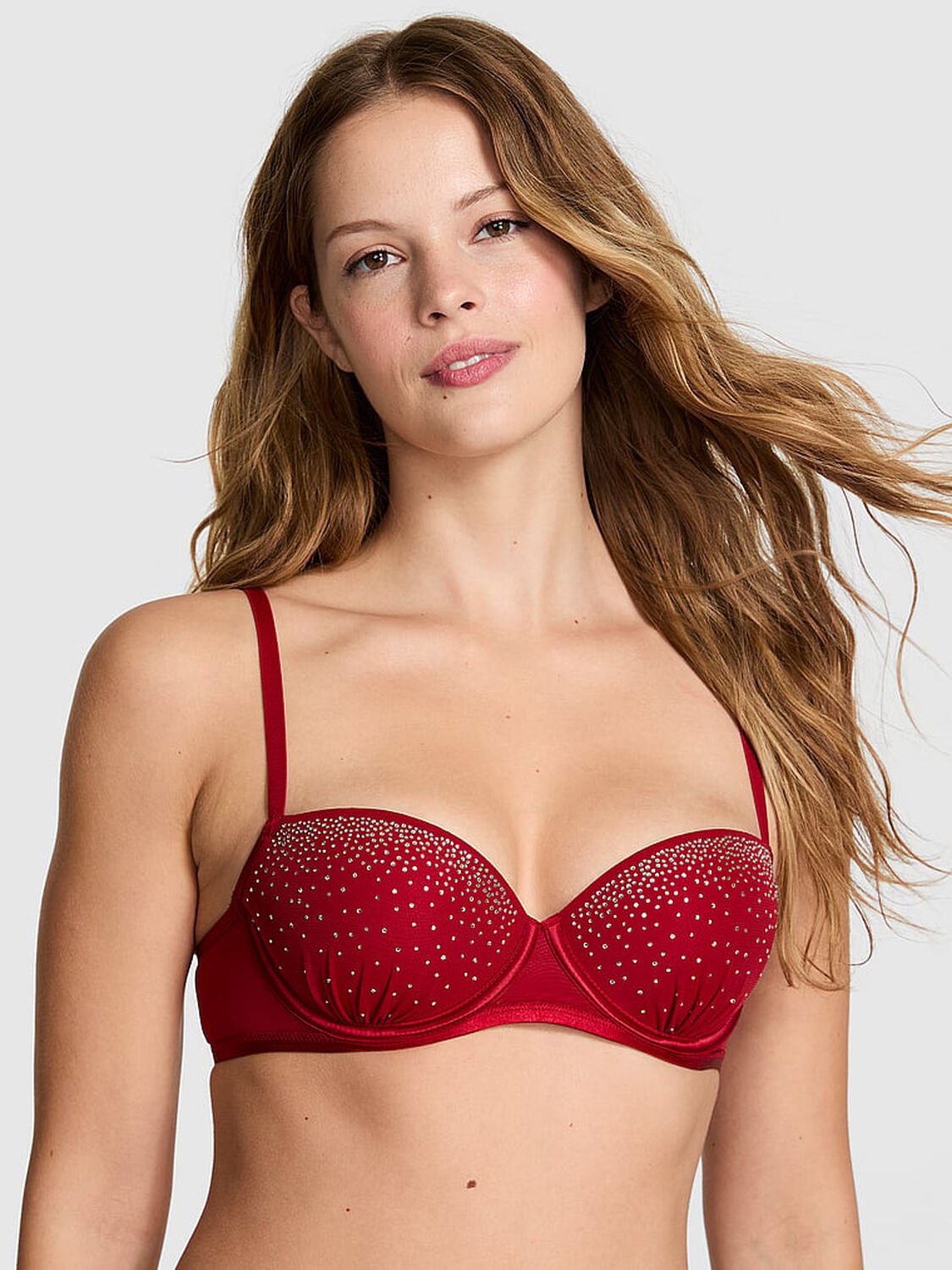 vs Pink Wink WINK Lightly Lined Balconette Bra Red Lacquer 1 of 2 