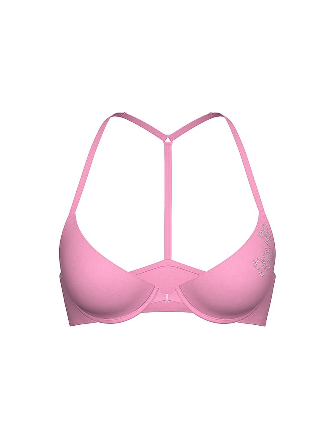 vs Pink Wear Everywhere Wear Everywhere Front-Close Lightly Lined Full Coverage T-Shirt Bra Pink Lollipop Butterfly Bling 3 of 3 