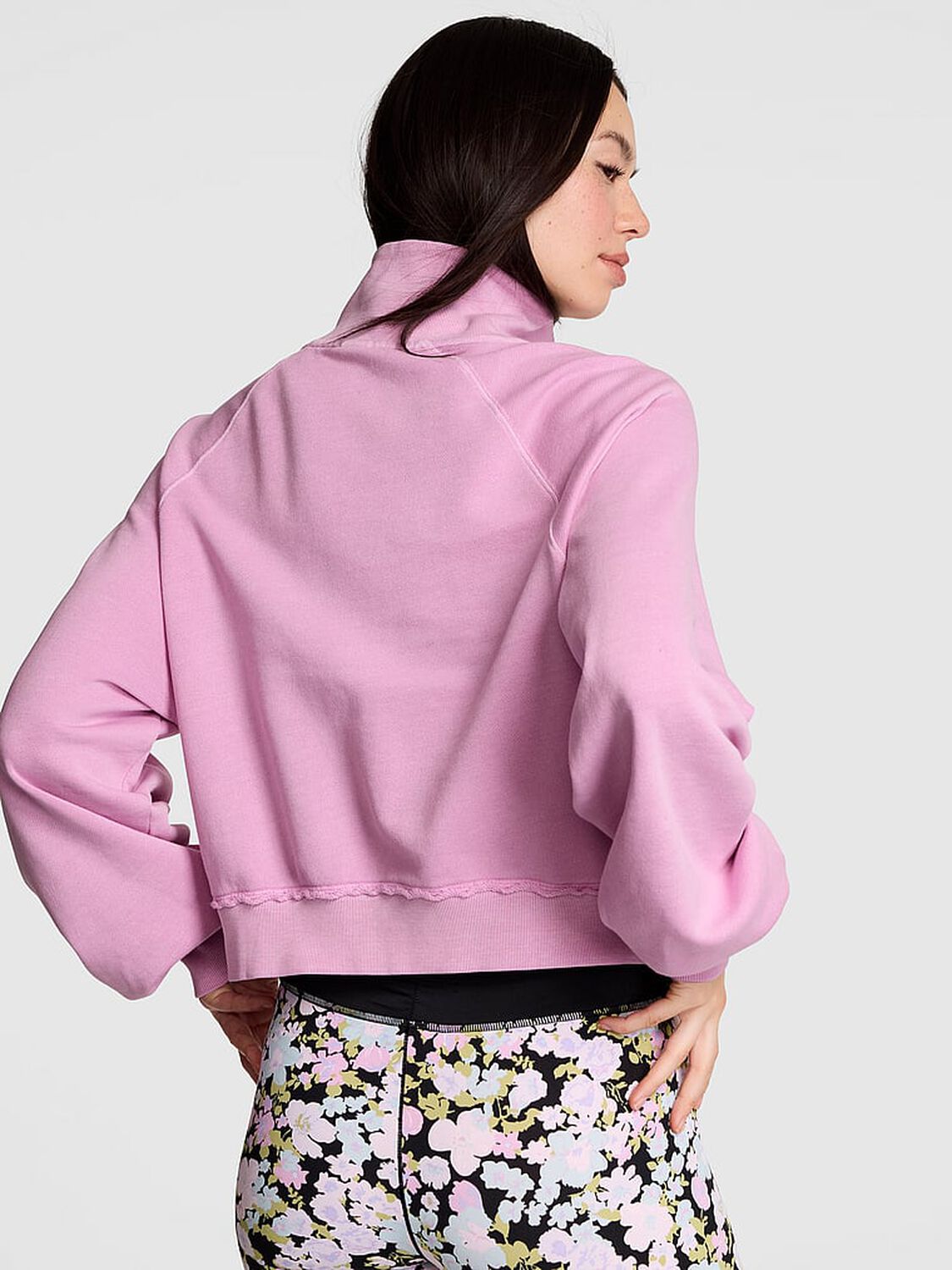 vs Pink Campus Terry&trade; Mock-Neck Full-Zip Sweatshirt Light Lilac 2 of 3 