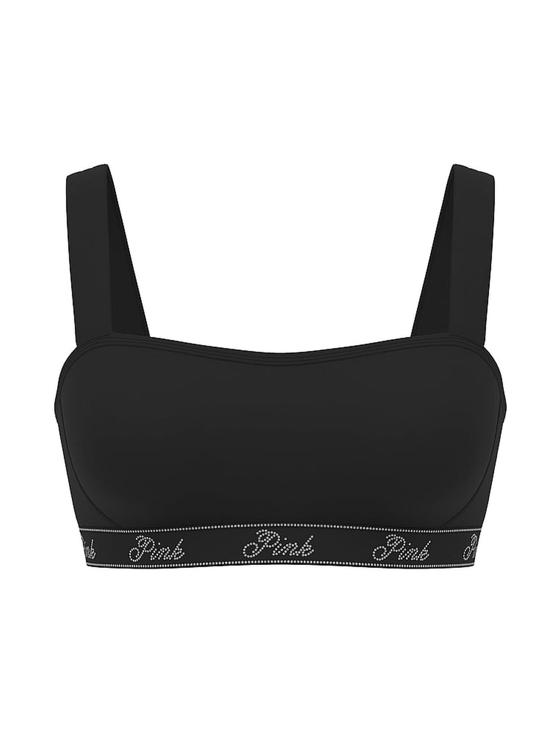 vs Pink Relay Logo Shine Sports Bra Pure Black Bling Logo 3 of 3 