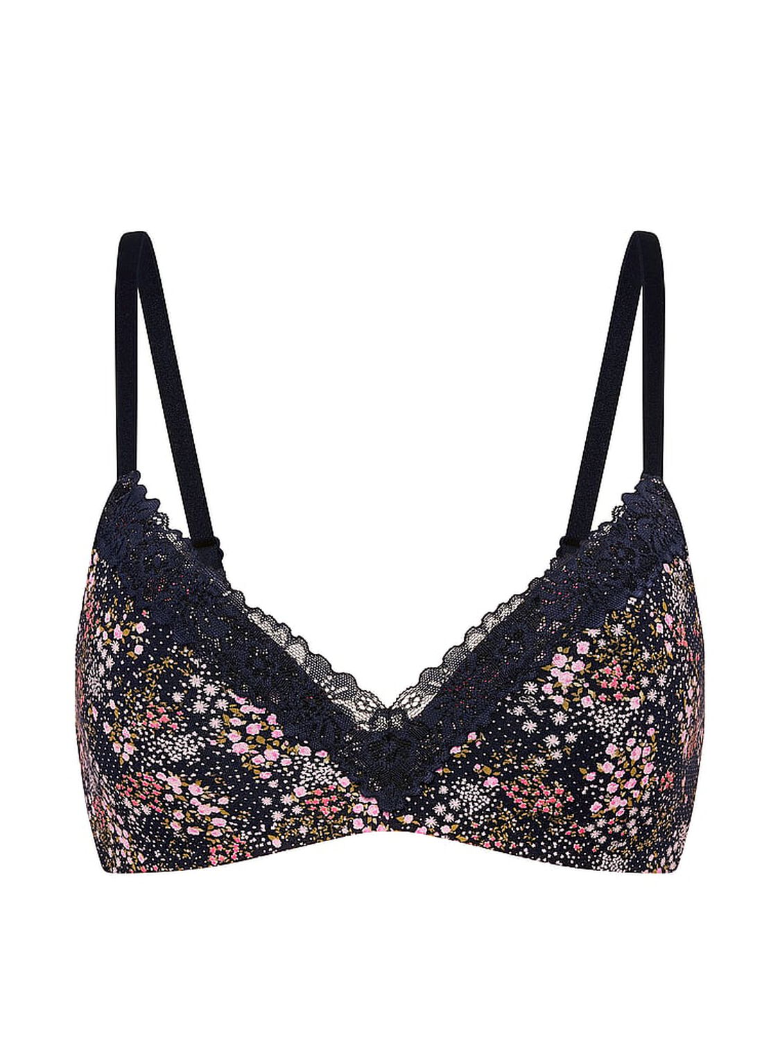 vs Pink Wear Everywhere Wear Everywhere&trade; Push-Up Wireless Bra Noir Navy Floral 3 of 3 