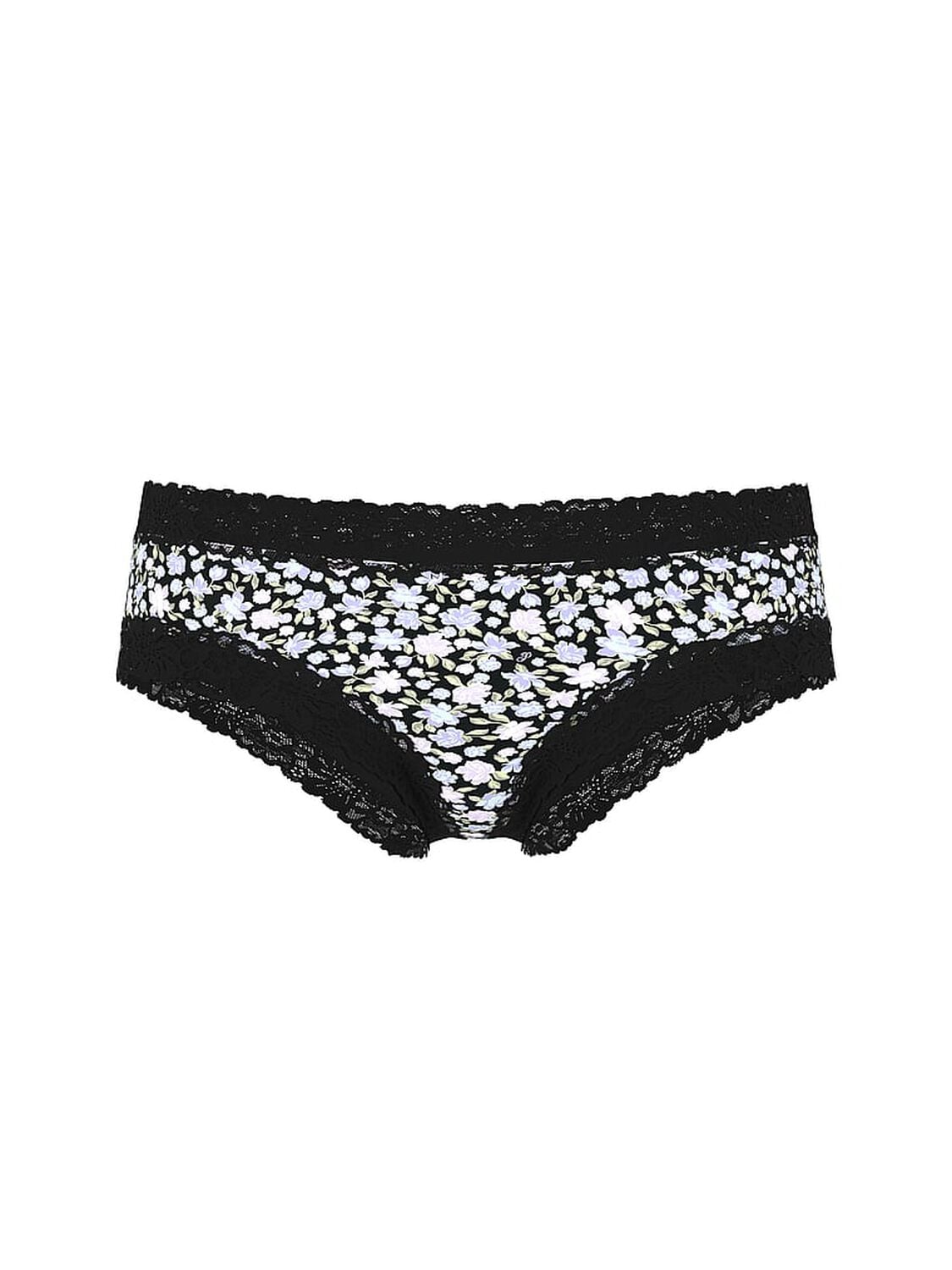 vs Pink PINK Wink&trade; Lace-Trim Cheeky Panty Black Floral 3 of 3 