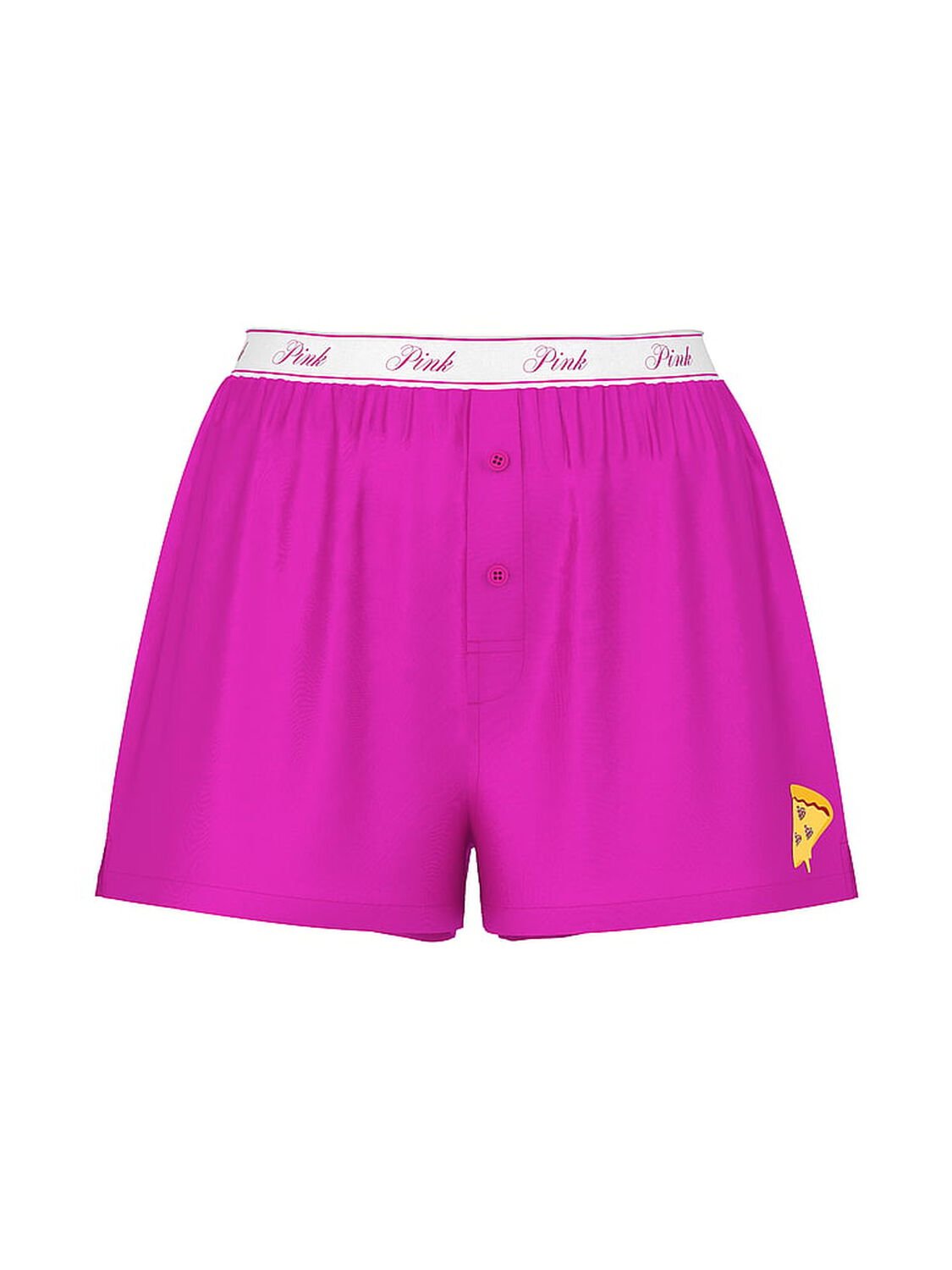 vs Pink Silky Sleep Boxy Pajama Shorts Pink Fire Pizza Graphic 3 of 3 