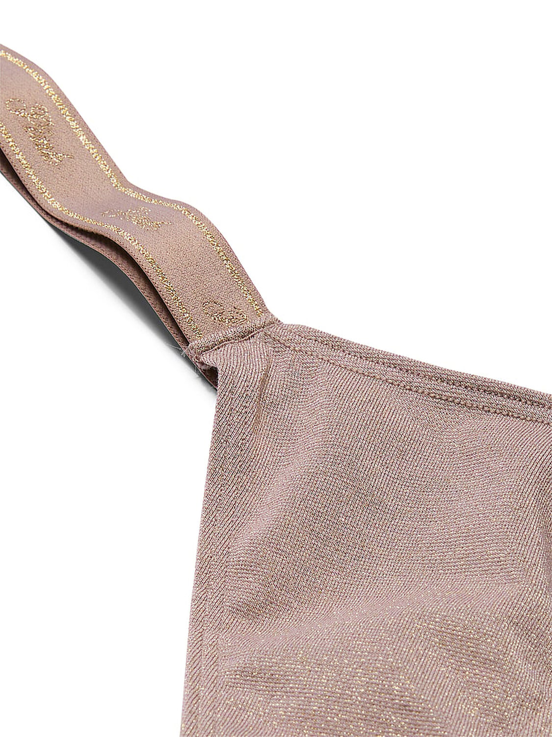 vs Pink Logo Cotton Shimmer Micro Thong Panty Iced Coffee Sparkle Knit 4 of 4 