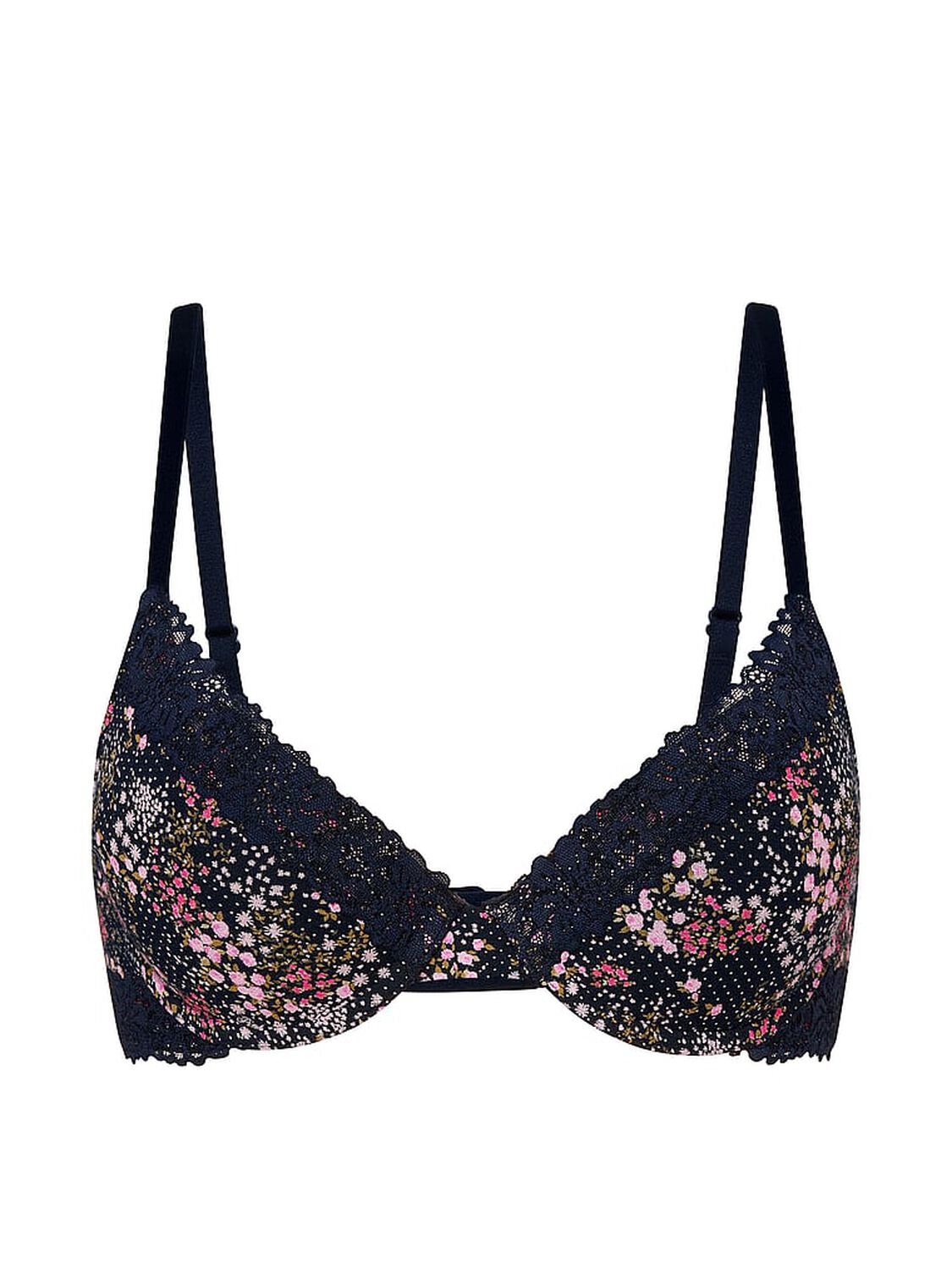 vs Pink Wear Everywhere Wear Everywhere&trade; Push-Up Bra Noir Navy Floral 3 of 3 