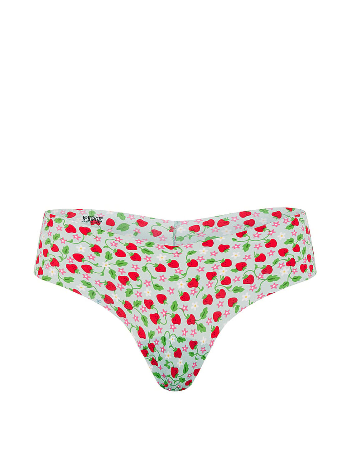 vs Pink No-Show Thong Panty Harbor Grey Strawberry 3 of 3 