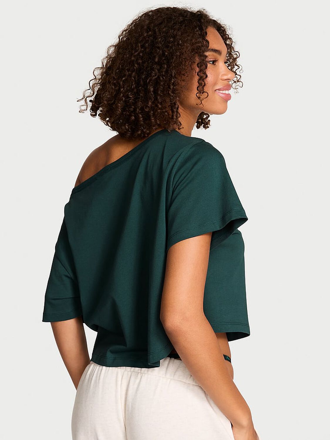 vs Pink Slouchy Cropped Sleepshirt Deep Forest 2 of 3 