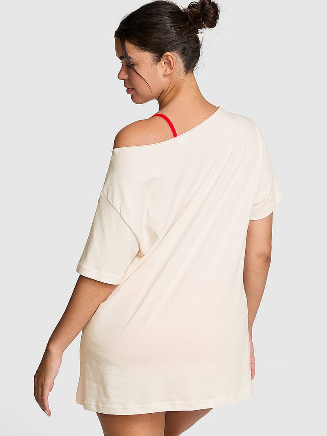 pink Pink Campus Cotton&trade; Off-The-Shoulder Tee Cozy White 2 of 3 
