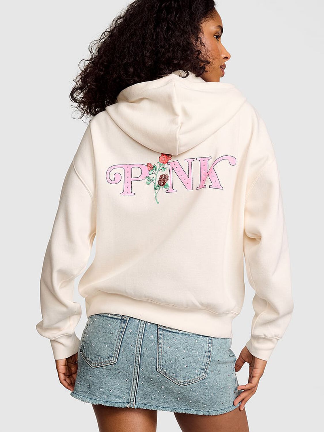 vs Pink Campus Fleece&trade; Full-Zip Hoodie Cozy White 2 of 3 