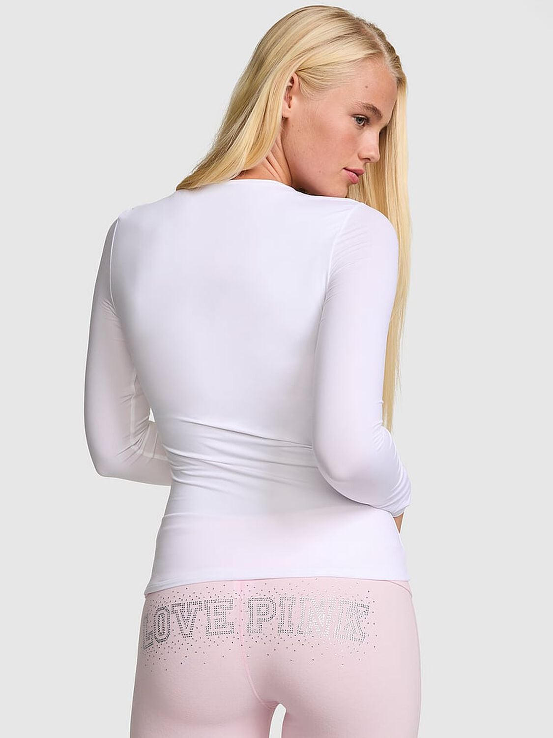 pink Pink PINK Base Stretch&trade; Long-Sleeve Tee Vs White 2 of 3 