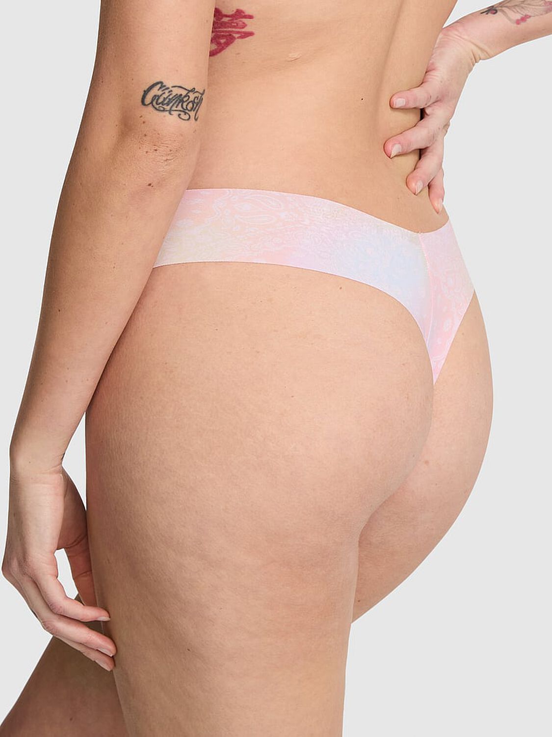 vs Pink No-Show Thong Panty Bandana Dye Effect Pink And Yellow 2 of 4 