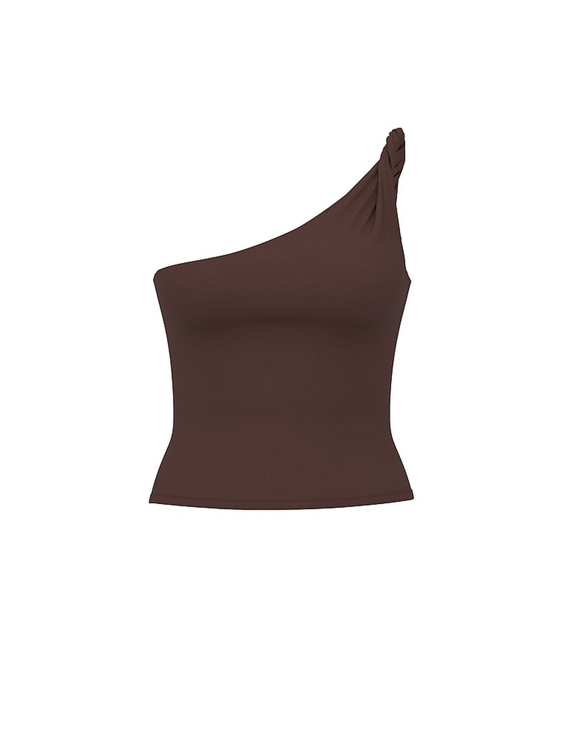 vs Pink Base Stretch Twisted One-Shoulder Tank Top Ganache 3 of 3 