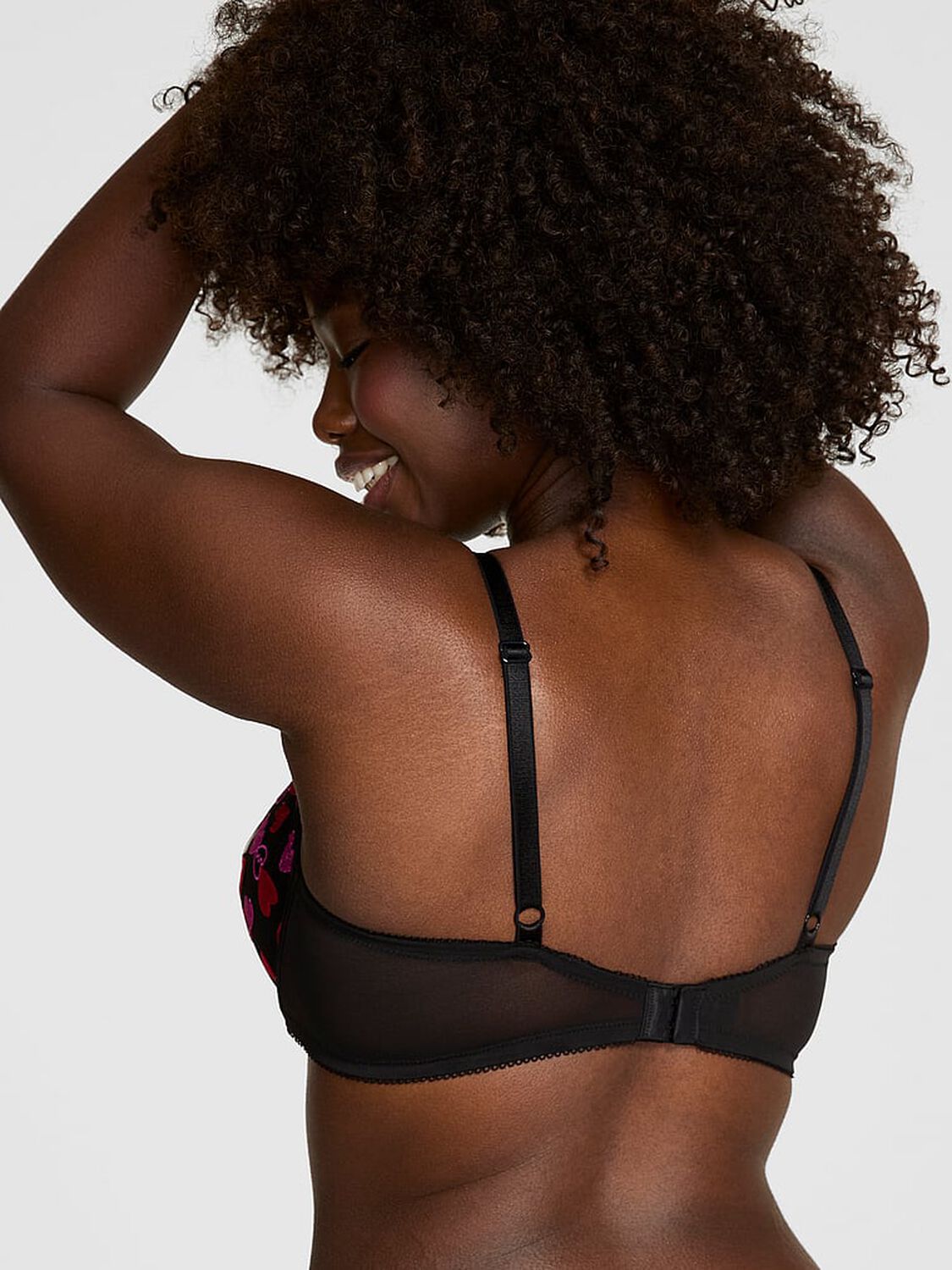 vs Pink Wink Wink Lightly Lined Balconette Bra Black Mesh 2 of 4 