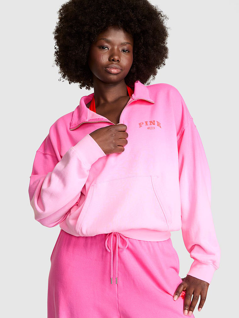 Ivy Fleece Quarter-Zip Sweatshirt Pink Lollipop | Victoria's