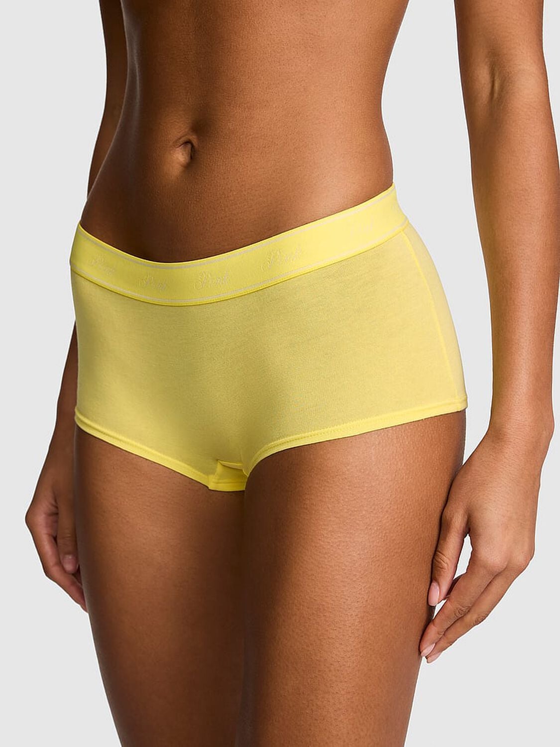 vs Pink Logo Cotton Shine Boyshort Panty 1 of 3 