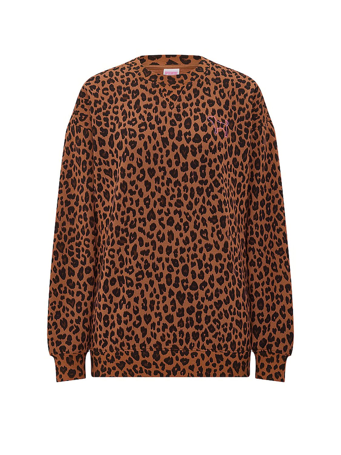 vs Pink Campus Fleece&trade; Oversized Crew Sweatshirt Leopard 3 of 3 