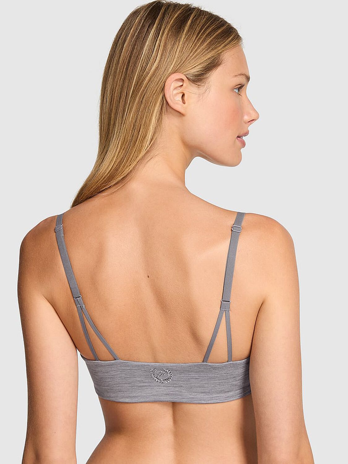 vs Pink Relay Square-Neck Sports Bra Night Owl Grey 2 of 3 