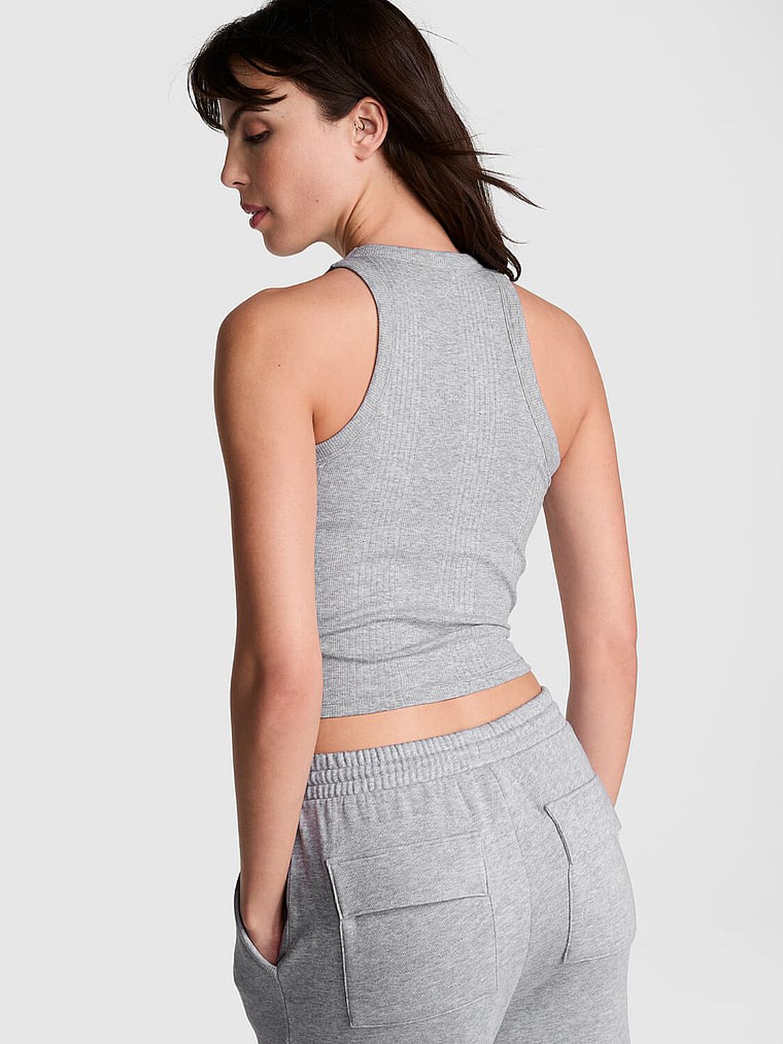 vs Pink Multi Rib Tank Top Medium Heather Grey 2 of 2 