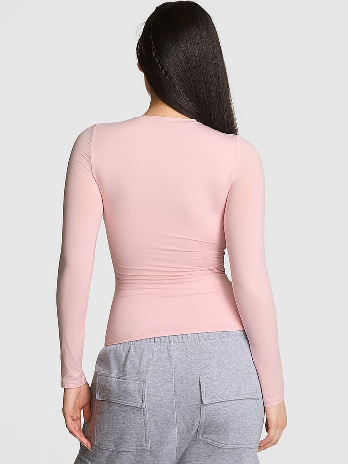 vs Pink Base Stretch Long-Sleeve Tee Dollhouse Pink 2 of 3 