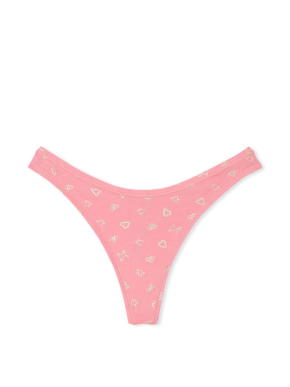 vs Pink Cotton Thong Panty Petal Pink Foil P Heart Print 3 of 3 