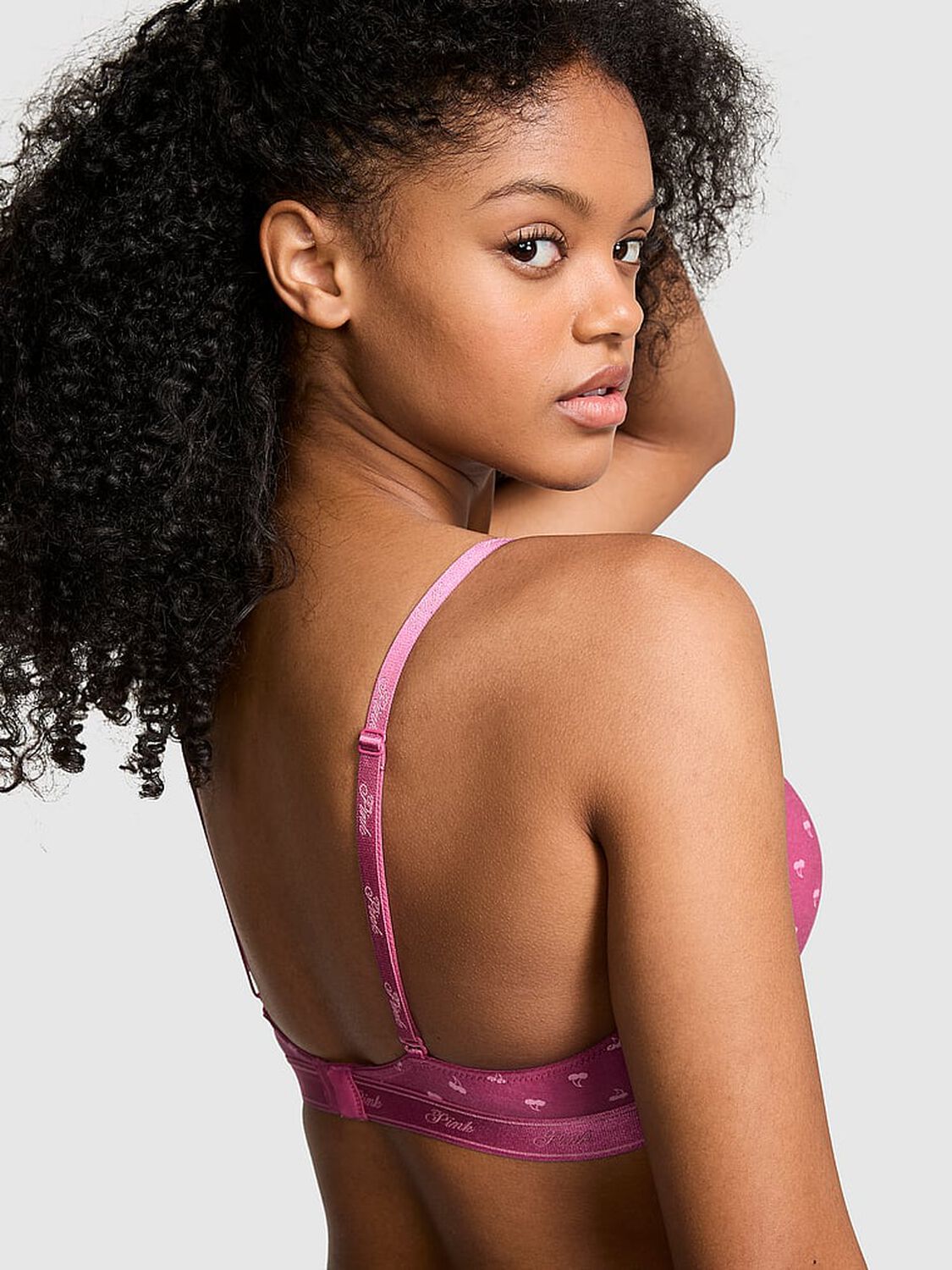 vs Pink Wear Everywhere Wear Everywhere Push-Up Bra Midnight Mauve Cherry Print 2 of 3 