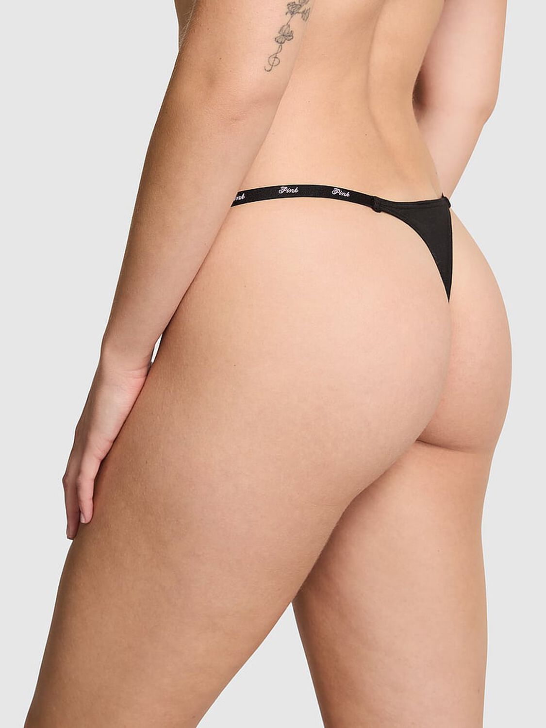 pink Pink Logo Cotton String Micro Thong Panty Black Not Yours Graphic 2 of 3 