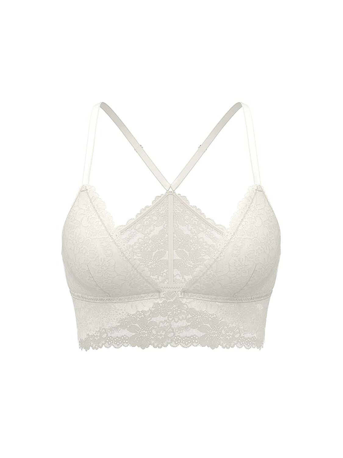 pink Pink Wink Wink Unlined High-Low Triangle Bralette Winter White 3 of 3 