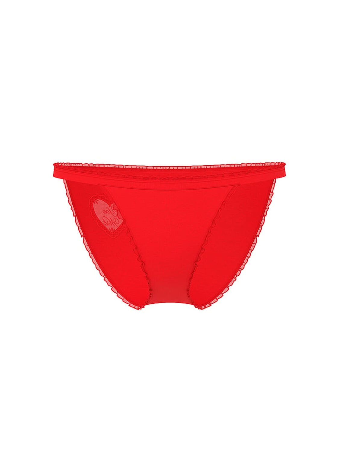 pink Pink Cotton String Bikini Panty Bright Vermillion With Heart Mesh Graphic 3 of 3 