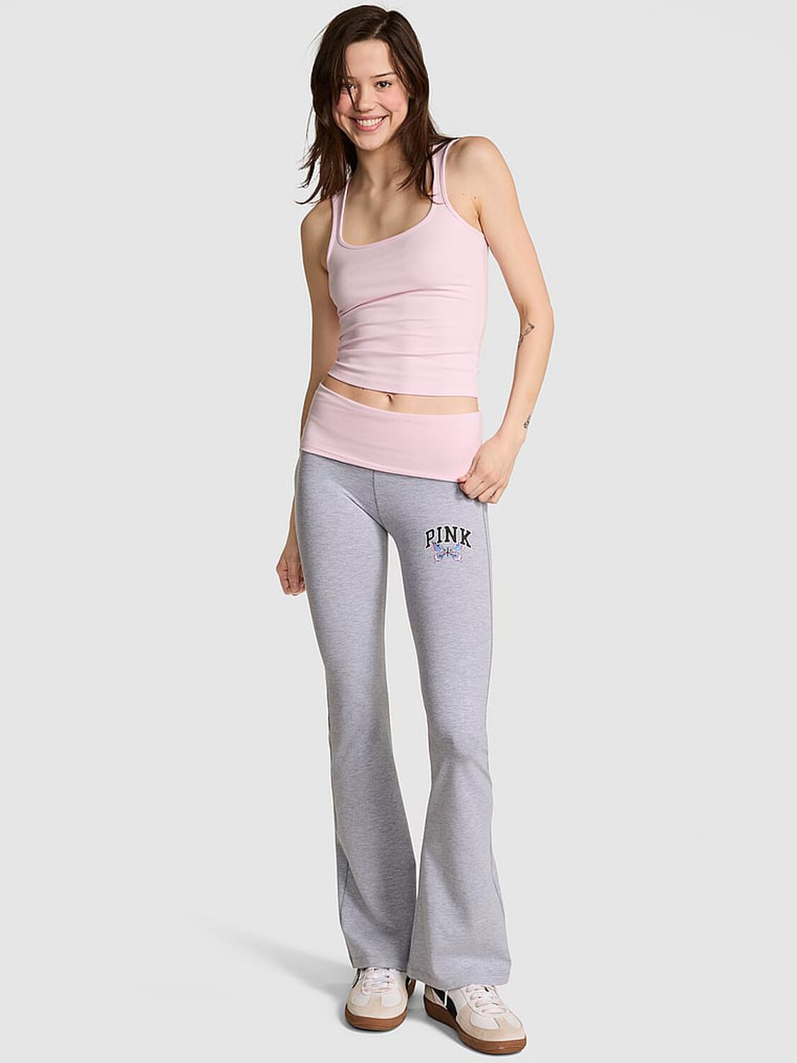 vs Pink All-Day Cotton Foldover Flare Leggings Limitededition Spring Break Grey 5 of 5 