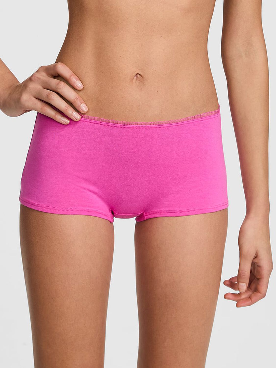 vs Pink Cotton Boyshort Panty Pink With Boot Patch 1 of 3 