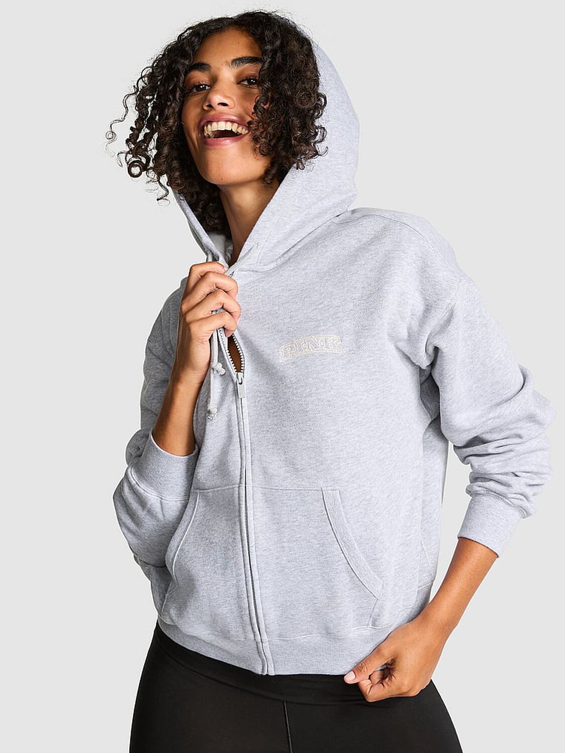 vs Pink Ivy Fleece Campus Full-Zip Hoodie Medium Heather Grey 1 of 4 