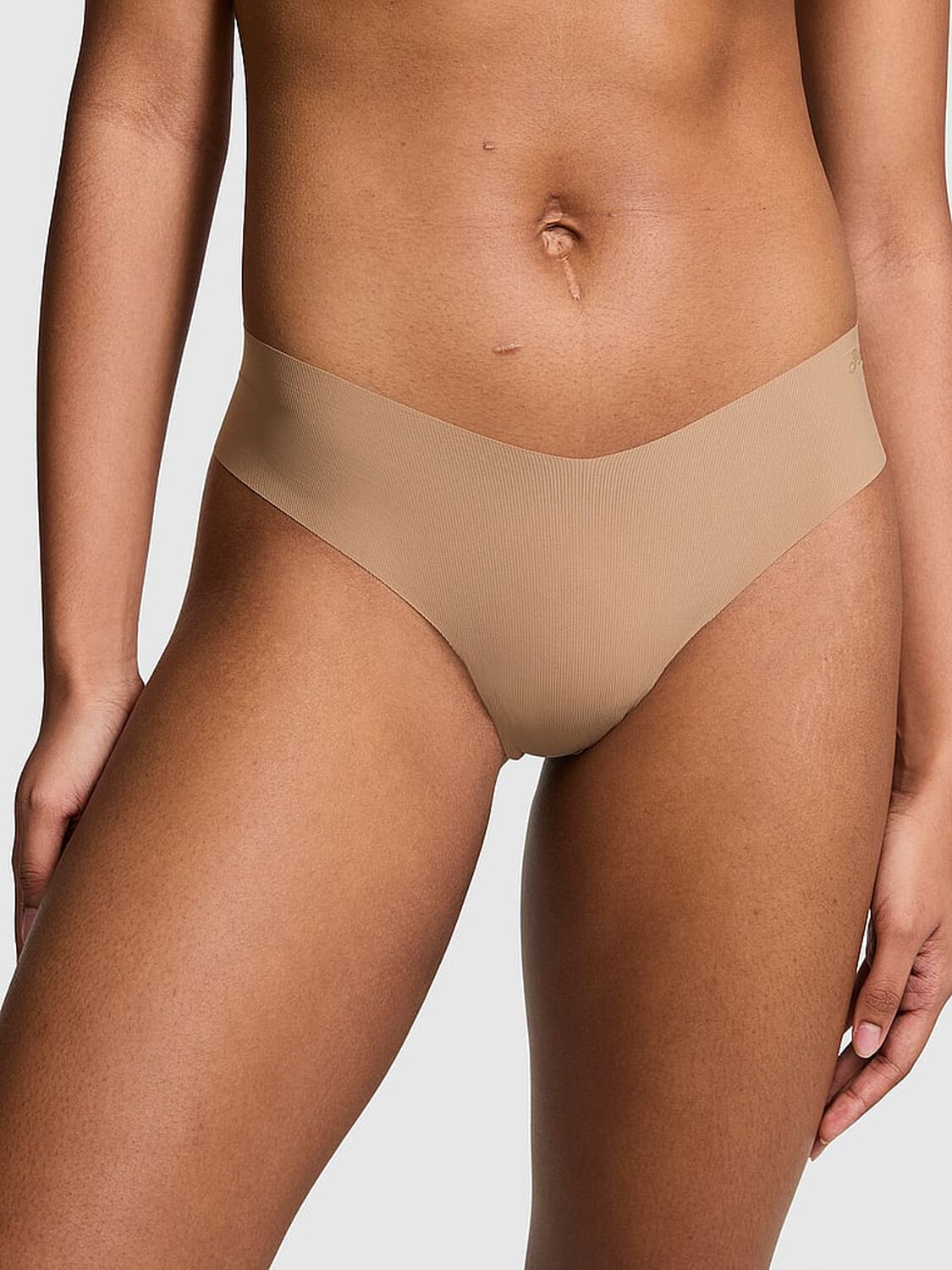 vs Pink No-Show Thong Panty Cocoa Latte 1 of 3 