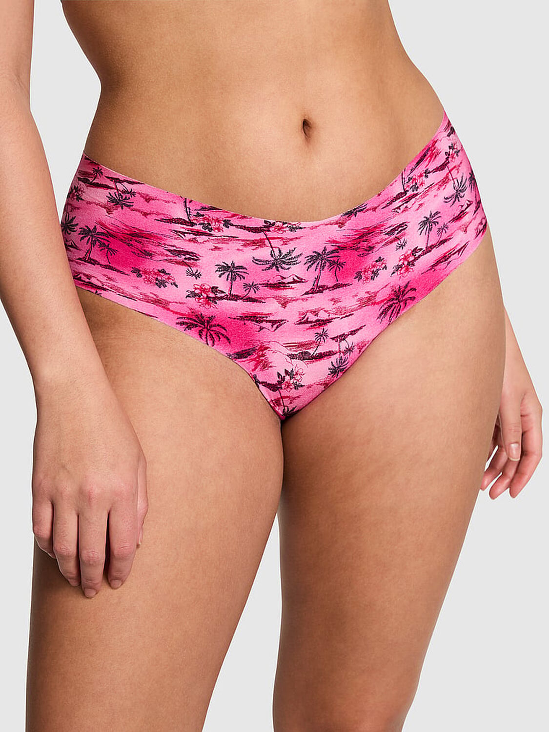 vs Pink No-Show Cheeky Panty Enchanted Pink Palm Tree Print 1 of 3 