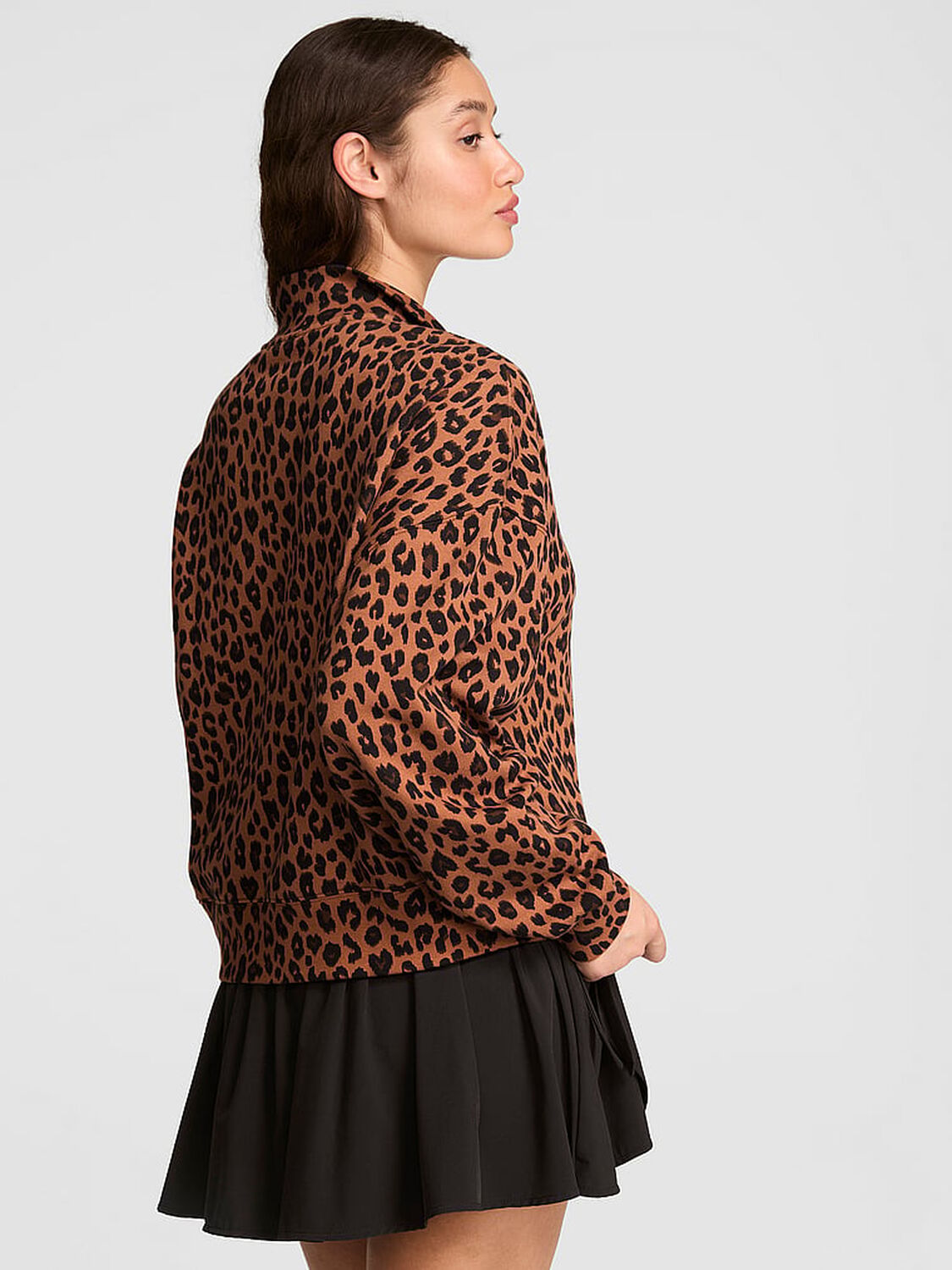 vs Pink Campus Fleece&trade; Snap-Up Sweatshirt Leopard 2 of 3 