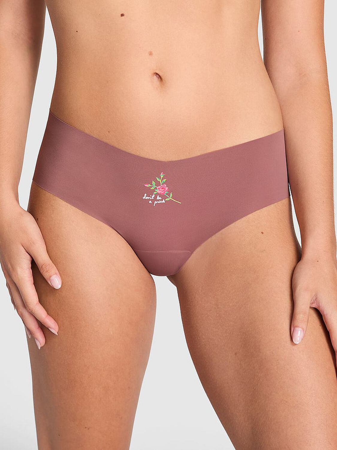 vs Pink No-Show Cheeky Panty Rose Taupe 1 of 3 