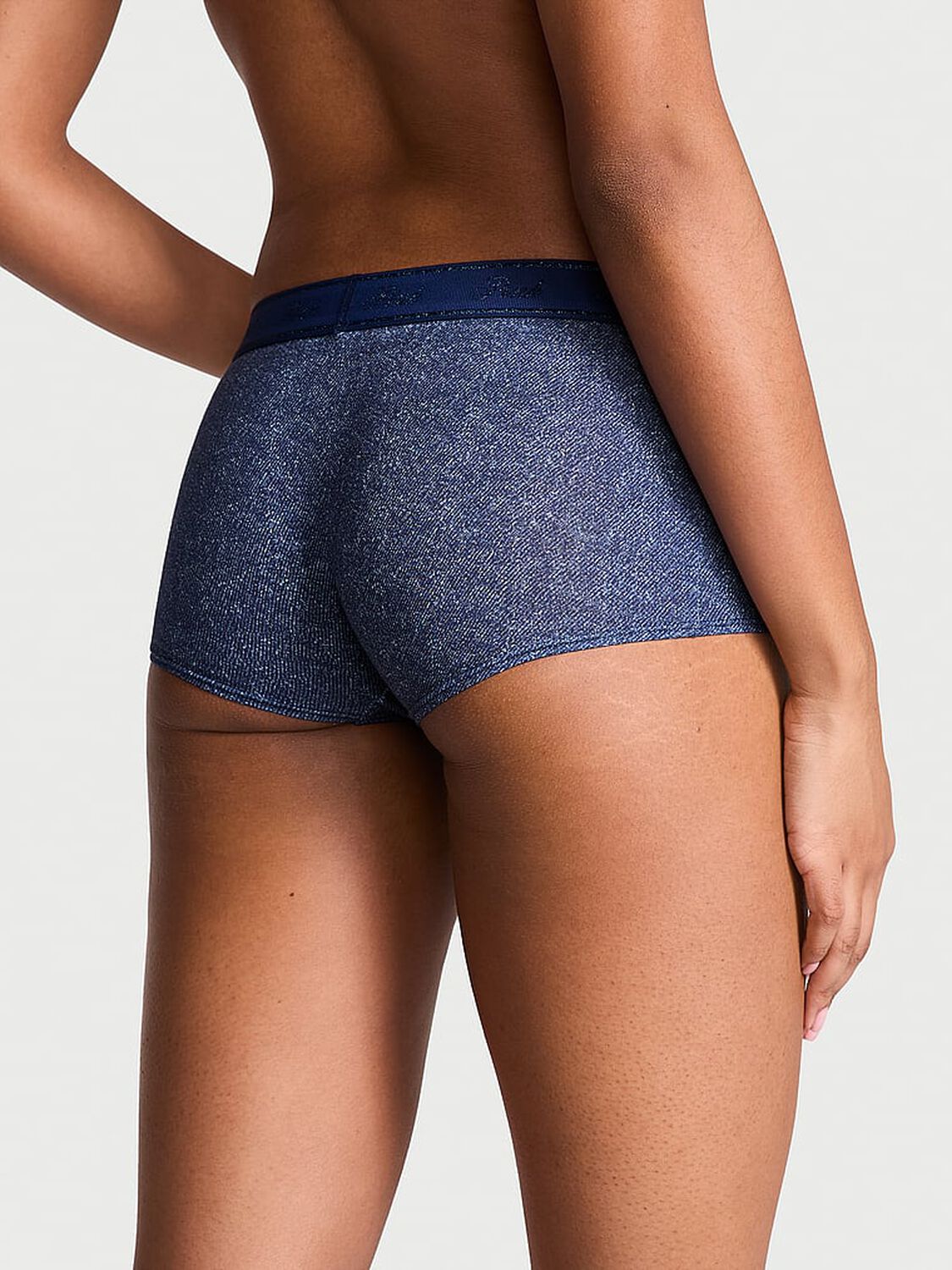 vs Pink Logo Cotton Boyshort Panty Dark Blue Denim Wash 2 of 3 