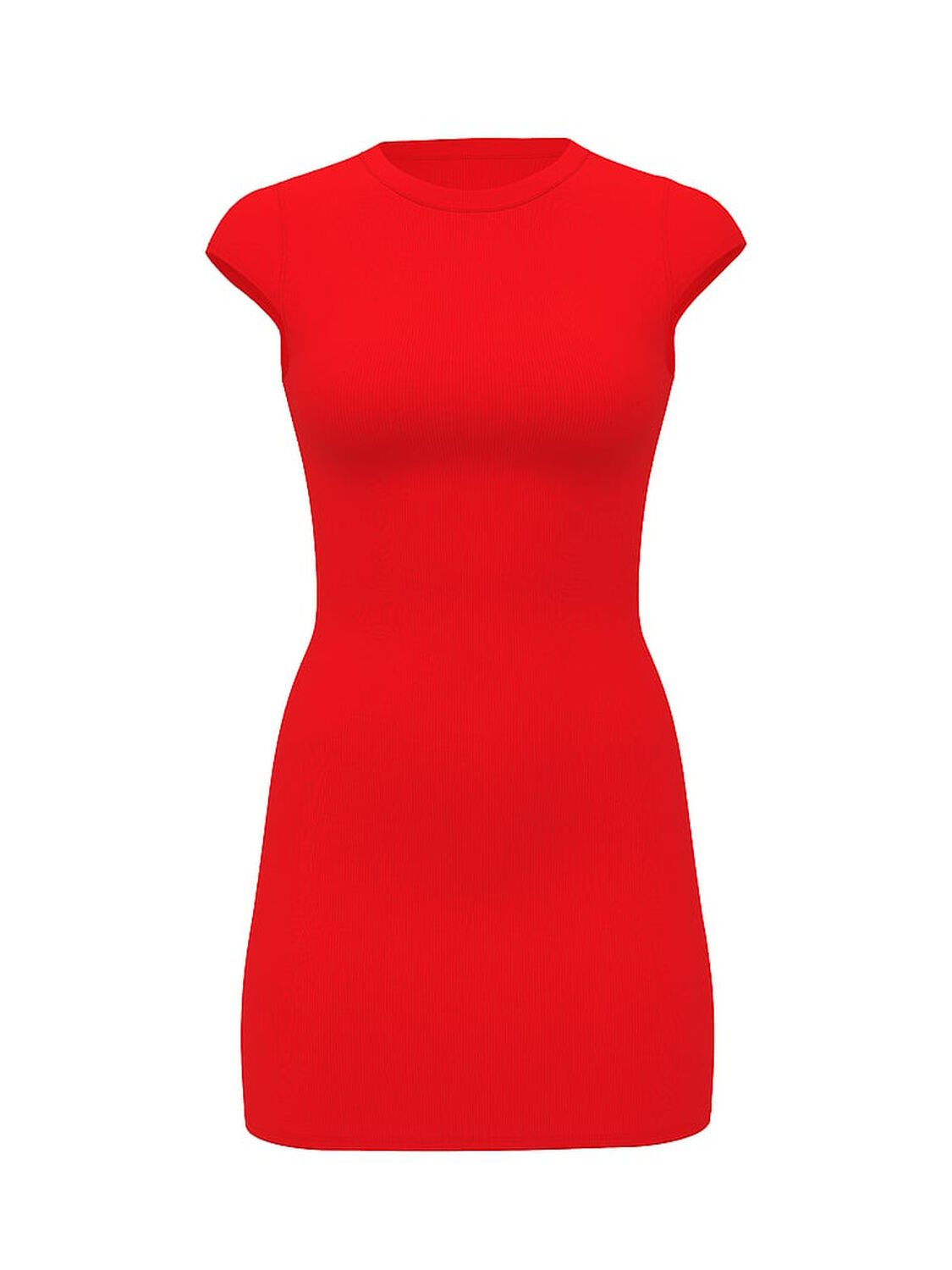vs Pink All-Day Soft Ribbed Bodycon Dress Bright Vermillion 1 of 2 